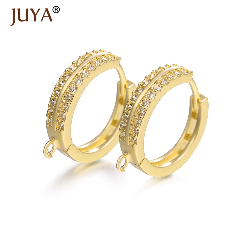 

2019 New 3 Types of High Quality Copper Inlay Zirconia Hoop Earrings Hooks For DIY Making Earrings Jewelry Accessories Findings
