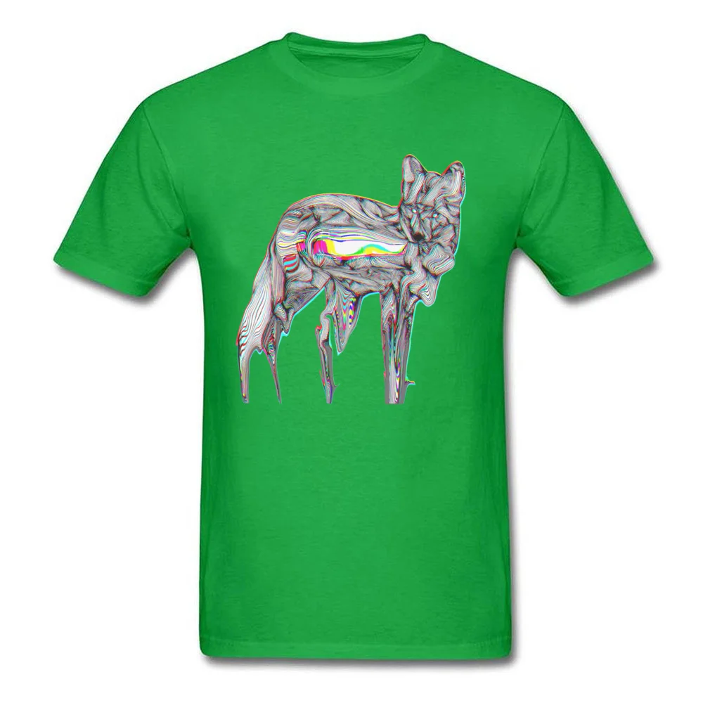 Glitch Fox 100% Cotton Casual Tops Shirt Cute Short Sleeve Men's Top T-shirts Design Summer Fall Tee-Shirt O Neck Glitch Fox green