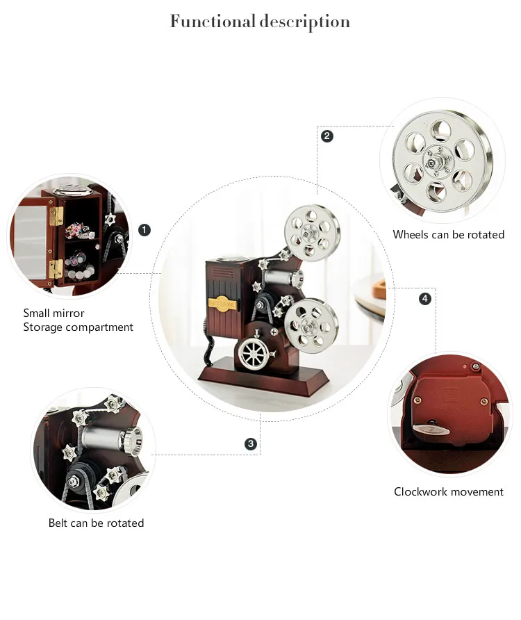 Ретро Ностальгический стиль музыкальная шкатулка старая пишущая машинка проектор Музыкальная шкатулка украшения для дома детский подарок на день рождения праздничные подарки
