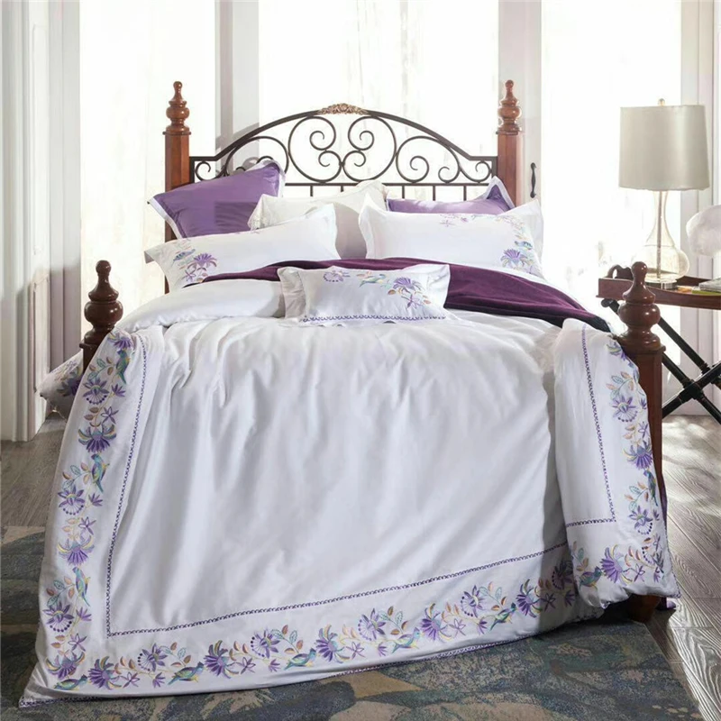2018 New Luxury Egypt Cotton Hello Spring Bedding Set Embroidery Duvet