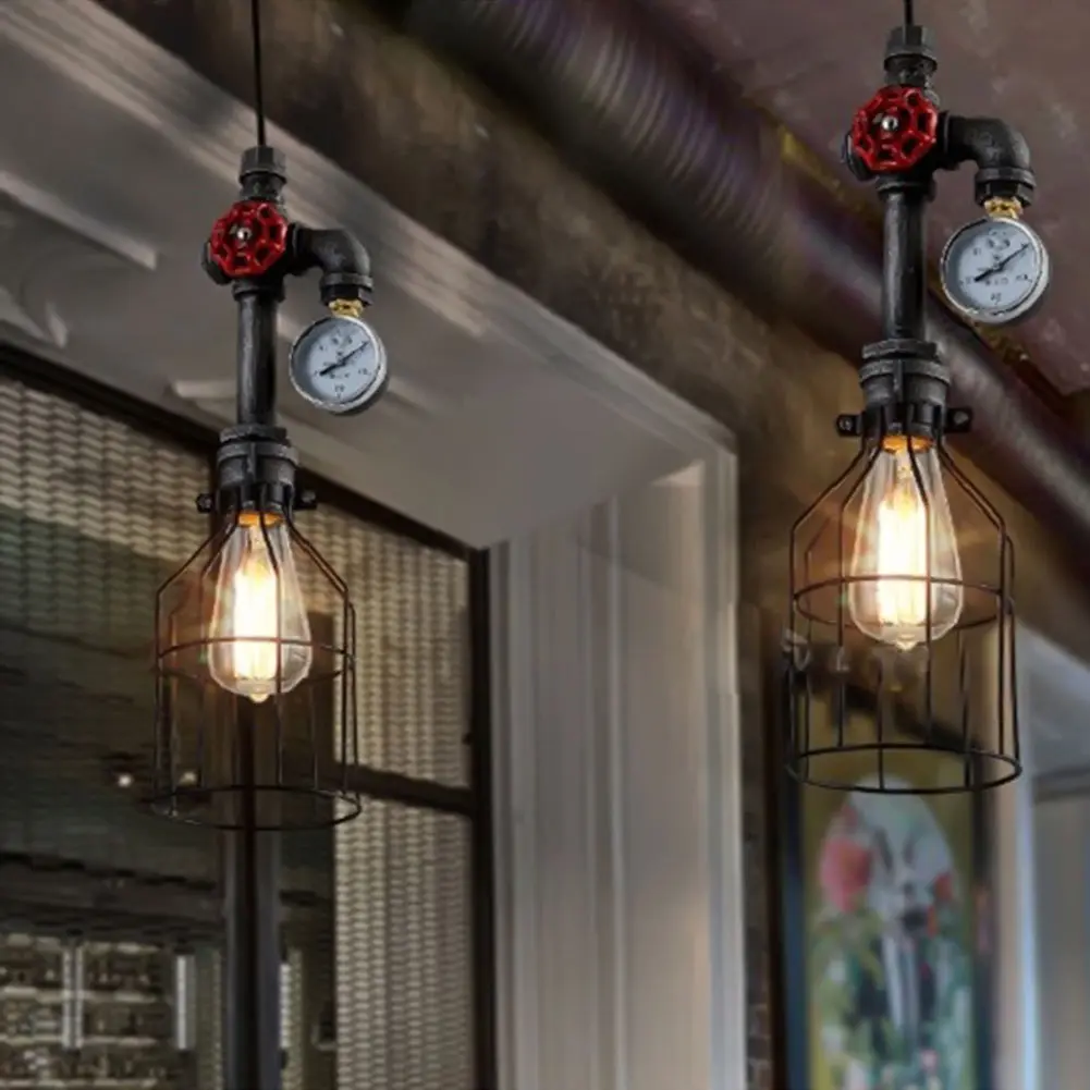 

Creative retro style industrial loft chandelier Water pipe chandelier lamp bar iron restaurant lights