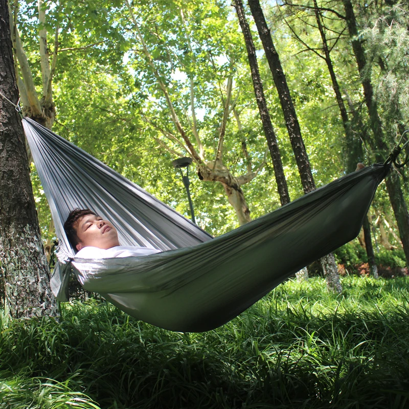 Hammock for Camping Single Double Hammocks Gear For Outdoors Survival Travel Portable Lightweight Parachute Nylon Many Colors