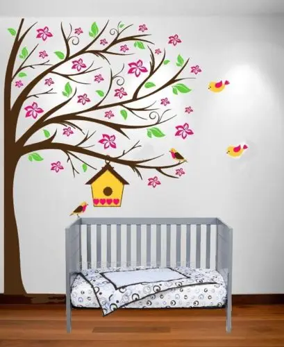 Детская комната украшение стены Бумага Книги по искусству Viny съемные Стикеры Цветок Дерево 150x220 см
