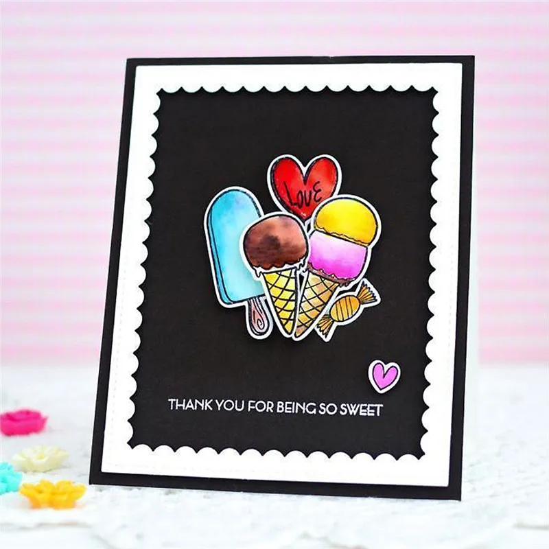GJCrafts мороженое умирает сладкие конфеты металлический трафарет и марки DIY