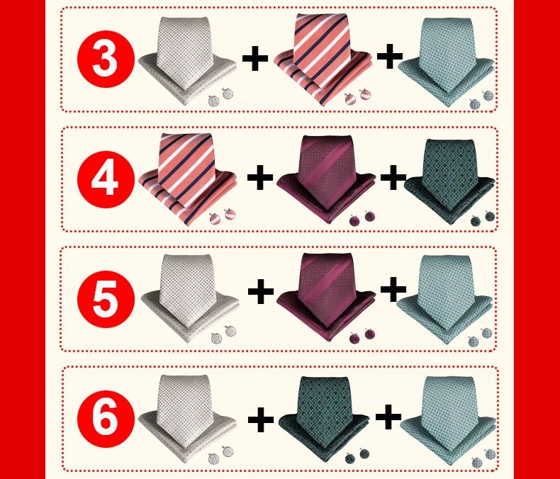 Горячая 3 шт DiBanGu мужские галстуки красное вино оранжевый зеленый шелковый галстук карманные Квадратные запонки набор для мужчин галстук деловой галстук