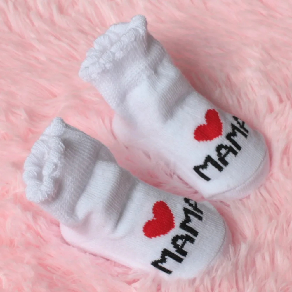 SAGACE/Нескользящие хлопковые теплые носки с надписью «Love Mama Papa» для новорожденных девочек милые мягкие хлопковые домашние носки для малышей