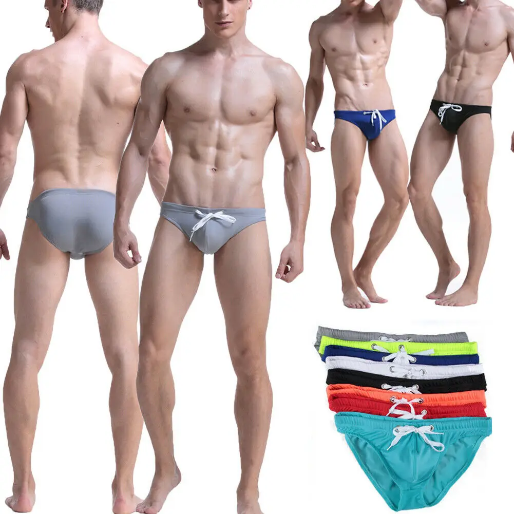 

Men's Swimwear Bikini Swimming Briefs Pad Quick Dry Swimsuits Sexy Trunks Bandage Adjustable Underwear