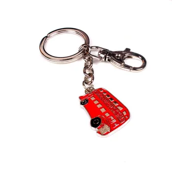 

FREE SHIPPING by FEDEX 100pcs/lot London Souvenirs Bus Shaped Keychains Metal Enamelled Car Keyrings for Gifts