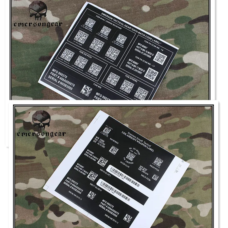 

EMERSON AORSOFT WENPON LABEL+ DATA MATIX CODE 1 Lot =2 Pcs tactical Souvenirs
