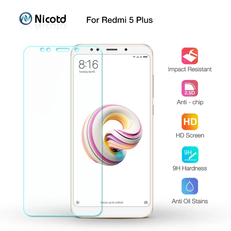Nicotd For Xiaomi redmi 5 plus HD Clear 2.5D glass redmi5 screen protector protect film For xiaomi redmi 5 tempered glass cover (3)