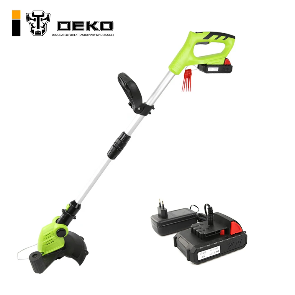 

DEKO DKGT06 20V Lithium 1500/2000mAh Cordless Grass Trimmer with Battery Pack and Blade Pendants Adjustable Working Angle