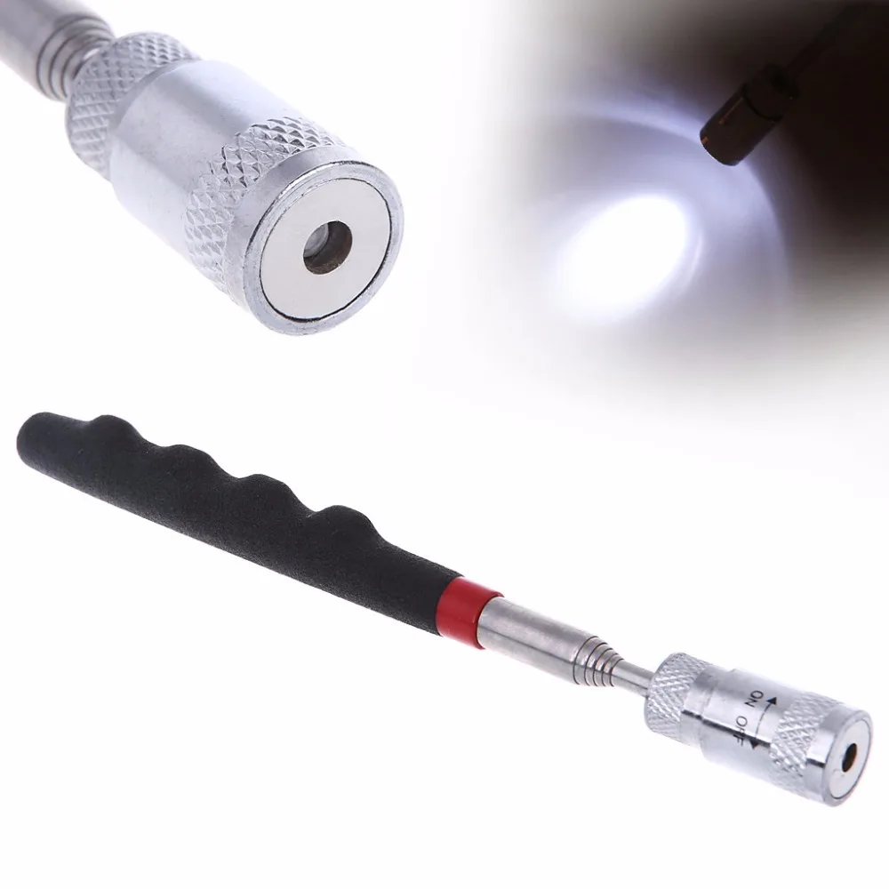 OOTDTY 1 PC Mini LED Tool Telescopic Pick Up Tool Screwdriver Nuts Bolts Metal