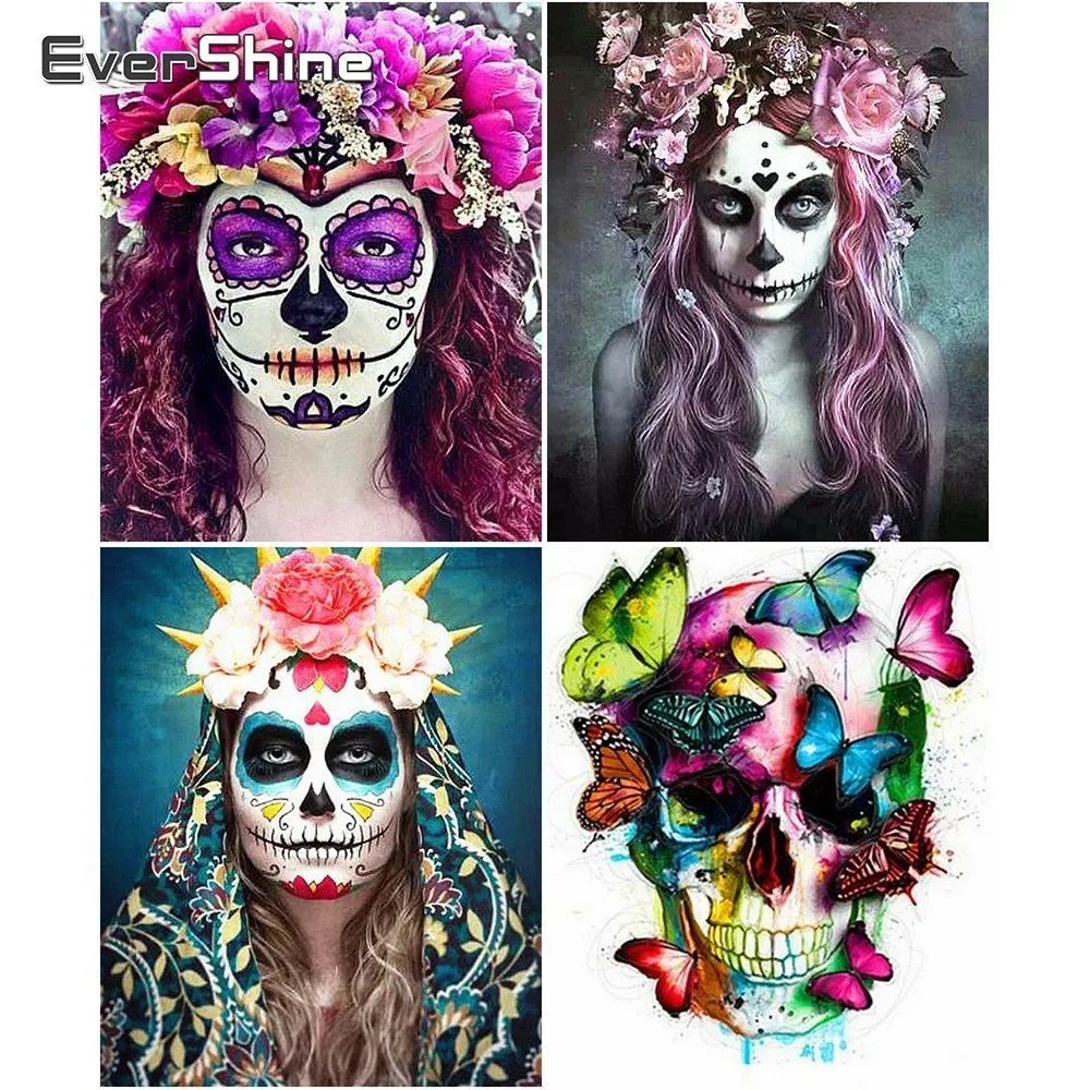 

Evershine Diamond Mosaic Sale Portrait Cross Stitch 5D DIY Diamond Embroidery Full Square Skull Rhinestones Pictures Diamond Art
