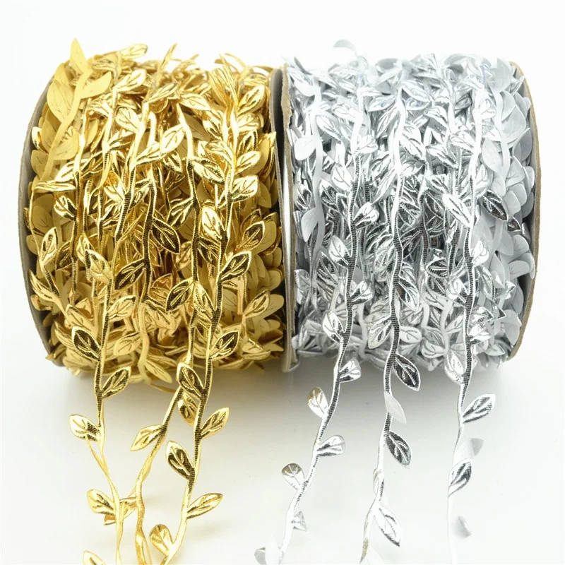 50 Meter Silk Nature Gold Artificial Leaf Leaves Vine For Wedding Box