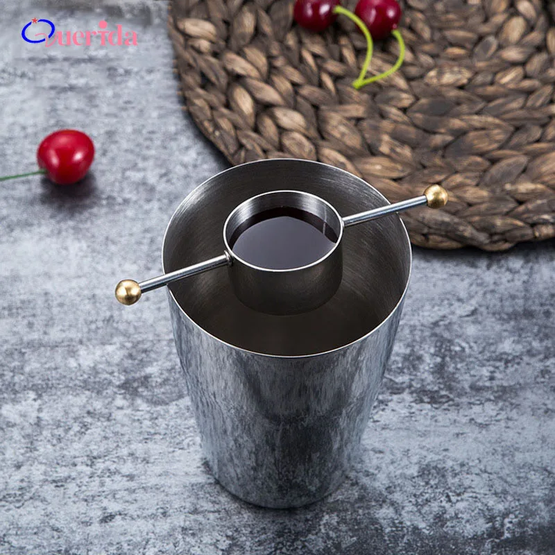 

30ml Round Head Binaural Whiskey Wine Measuring Device Handle 304 Stainless Steel Milk Tea Bar Jigger Fancy Bartender Bar Tools
