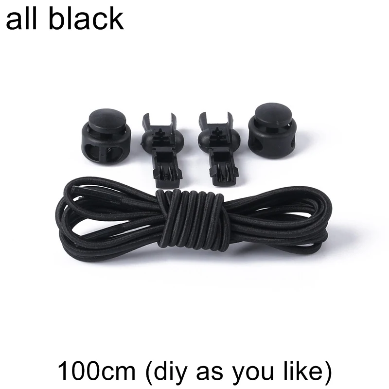 1 пара фиксаторов шнурков эластичный без галстука фиксирующий башмак шнурки эластичные шнурки для кроссовок шнурки Z005 - Цвет: all black
