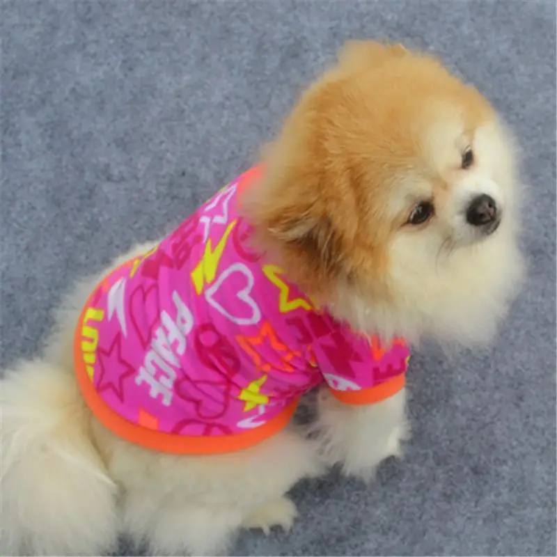 

New Small Pet Dog Cats Clothes Comfortable Winter Warm Coat Color Costumes Jackets Puppy Print T Shirt Dog Supplies