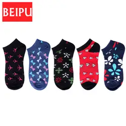 BEIPU 5 пар/лот новые яркие Веселые носки для мужчин бренд качество хлопок компрессионный аппарат для лодыжки Лето Забавный Стиль