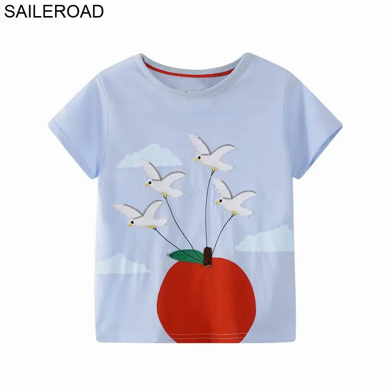 

SAILEROAD Birds Animal Print Kid Shirt Summer Girl Clothes Cotton t-shirts for Boy Tops Tees Clothing Baby tshirt for 2-7Years
