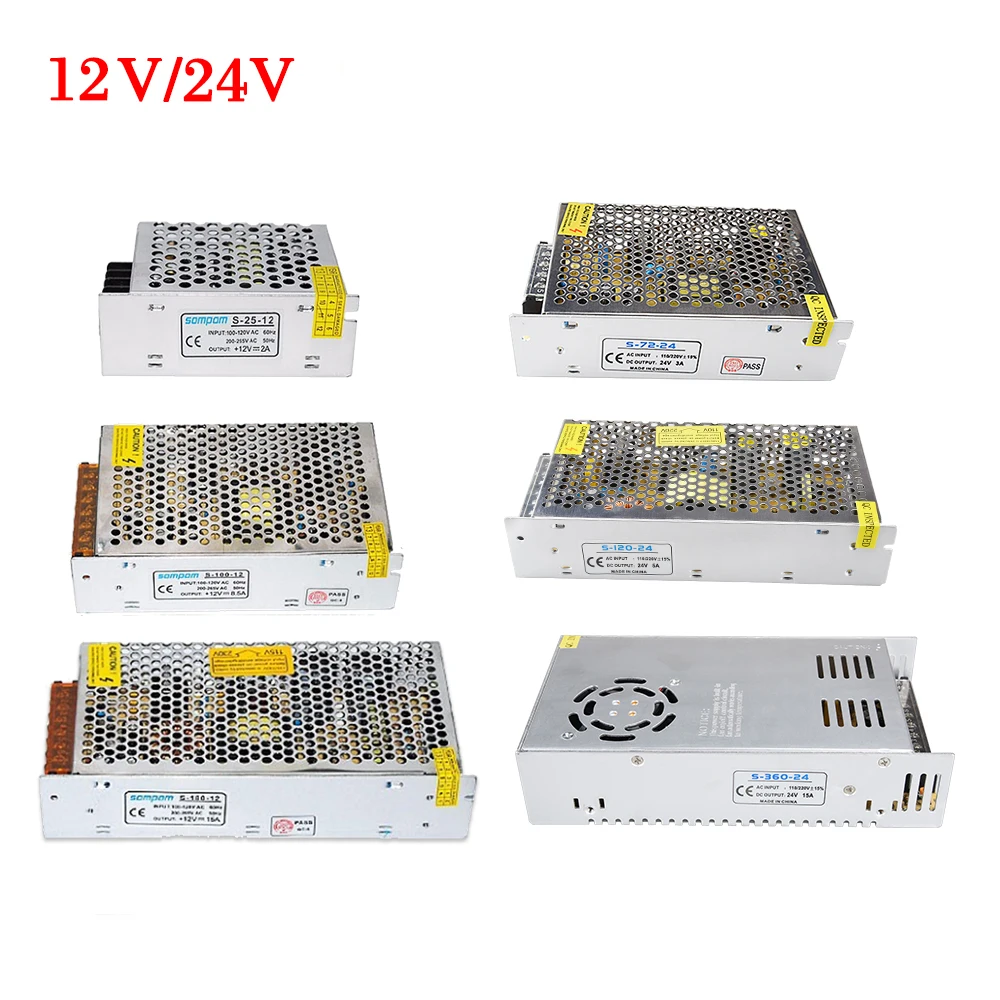 

24V Switching Power Supply 12V Power Source Transformer 1A 2A 3A 5A 8A 10A 20A 30A AC 110V 220V to DC 12 V 24 V volt Converter