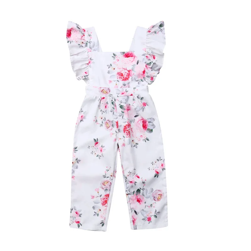 

2019 New Toddler Infant Kids Baby Girls Floral Fly-Sleeve Siamese Trousers Rompers Jumpsuit Children Summer Clothes 1-5Years