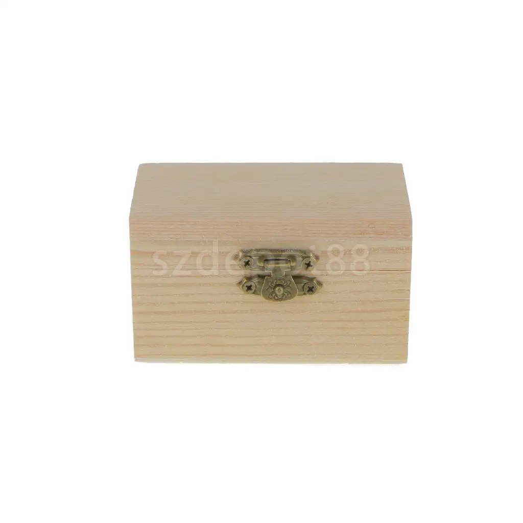 Phenovo Unfinished Unpainted Plain Wooden Rectangle Jewellery Tiny Tool Box Keepsake