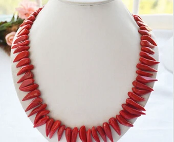 

FREE SHIPPING>>>@ NO2830 real 25mm red cayenne pepper coral bead necklace