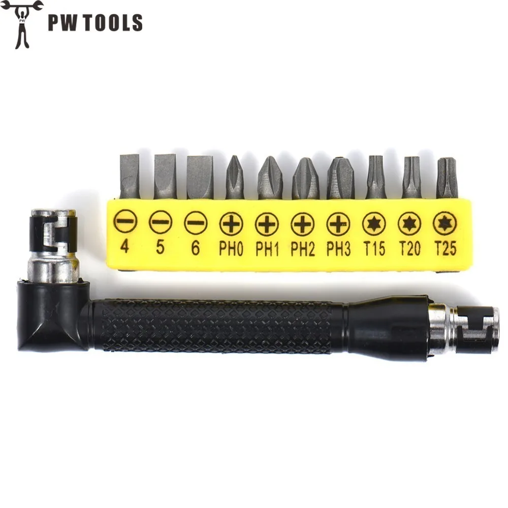 

PW TOOLS 1 Socket Wrench L-shape With 10Pcs/Lot Mini Double Head Suitable For Routine Screwdriver Bits Utility Hand Tools Set
