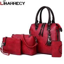 Роскошный бренд, 4 шт/комплект, женские сумки, большая вместительность, женская сумка, женская кожаная сумка, модные сумки через плечо для женщин,, кошелек