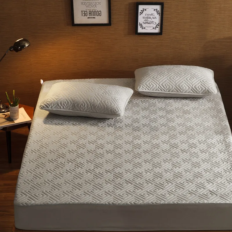 Уплотненная простыня 100% хлопок стеганое покрывало льняное постельное белье с эластичной лентой пыли прочный матрац протектор для кровати