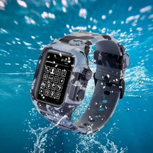 Камуфляжный силиконовый спортивный ремешок для Apple Watch Band 42 мм 44 мм водонепроницаемый чехол IWatch Series 5 4 3 2 наручный ремешок чехол с браслетом