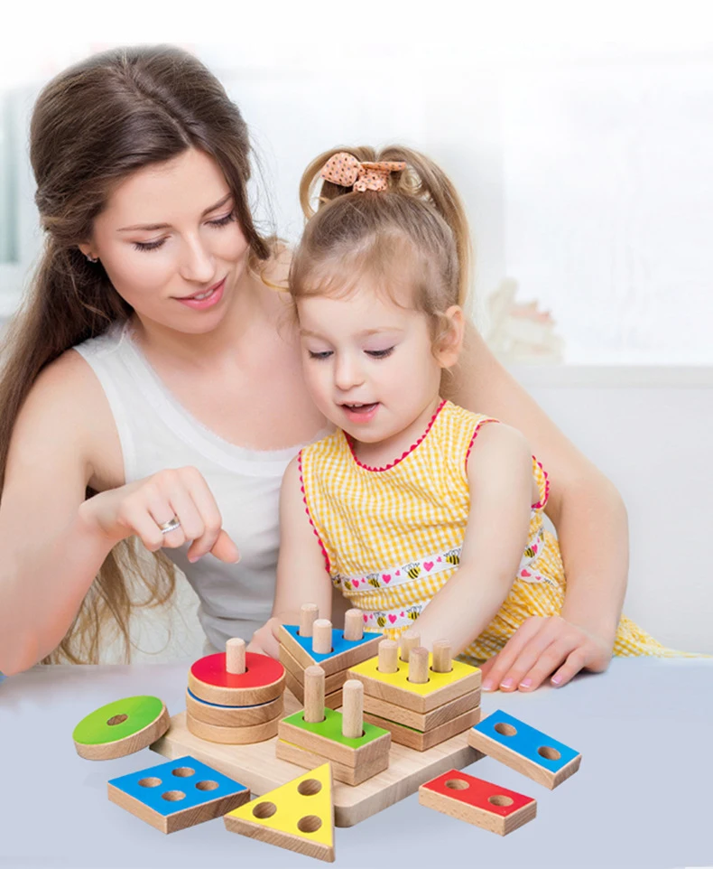 Деревянная игрушка в геометрической форме, познавательный, на поиск соответствия колонны обучающая доска Детские Развивающие головоломки строительные блоки игрушки для детей