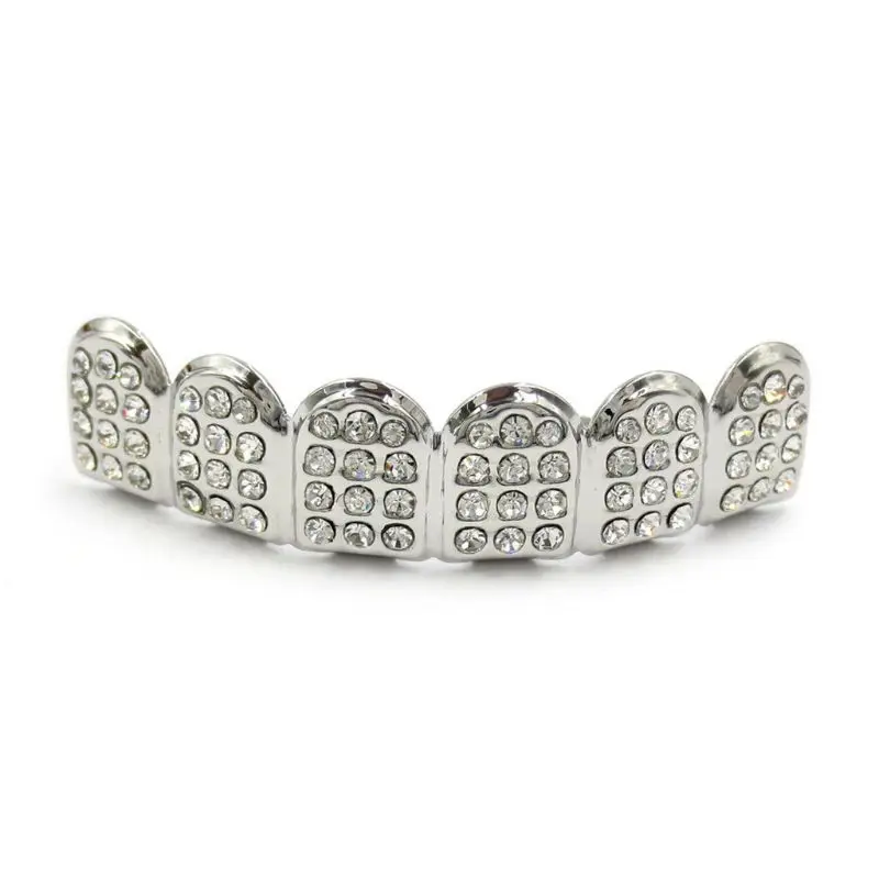 Новые модные хип-хоп золотые серебряные зубы Grillz верхней нижней Bling для мужчин и женщин ювелирные изделия - Окраска металла: E