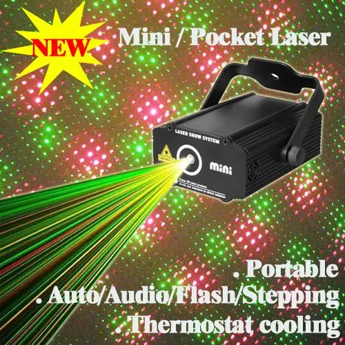 

HOT Mini Pocket Sound Active Green Red RG Meteor Laser Stage lighting Projector DJ Disco Show Wedding Dance Party Light Xmas Bar