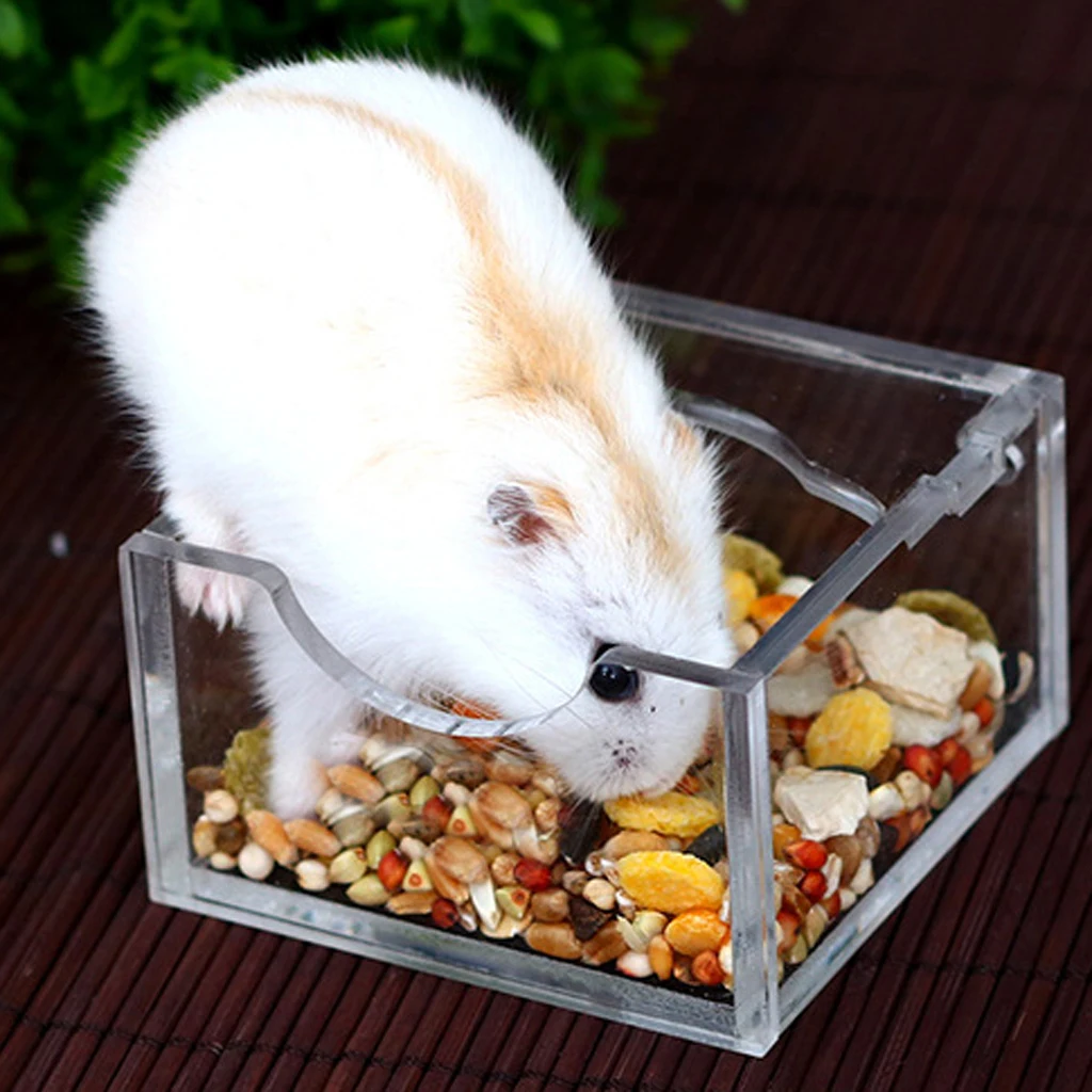 Acrylic Small Pet Hamster Food Water Bowl Feeder Clear Feeding Dish