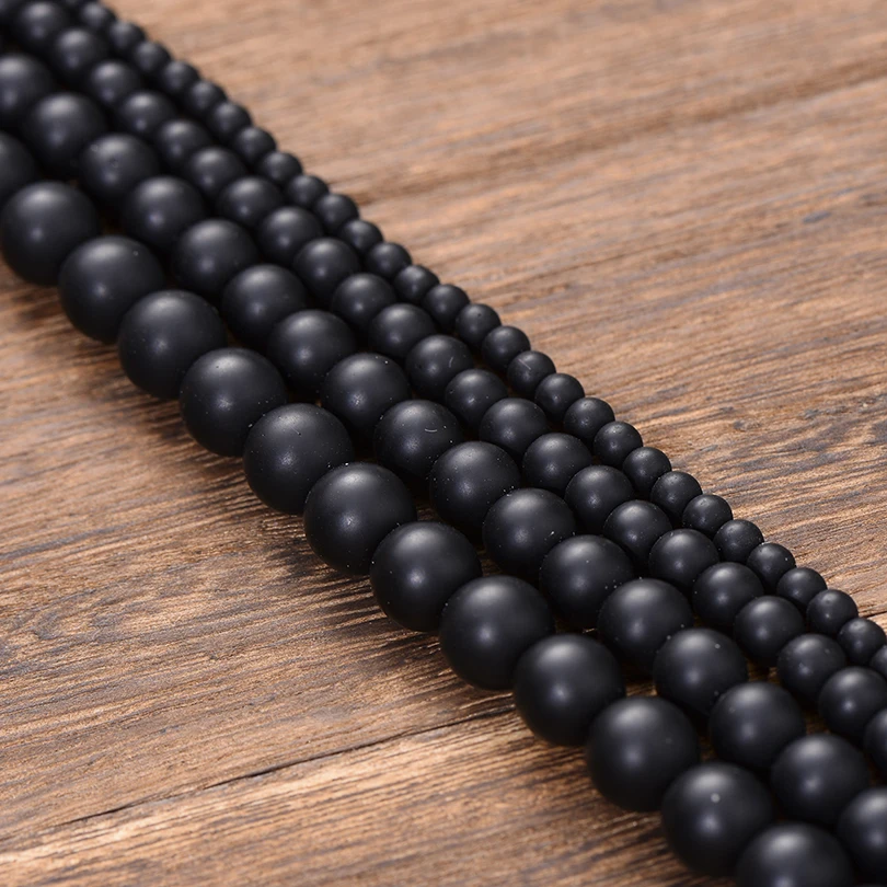 Neovivi черные матовые бусины 4 мм 6 мм 8 мм 10 мм круглые каменные бусины для изготовления ювелирных украшений распорные бусины аксессуары, браслеты