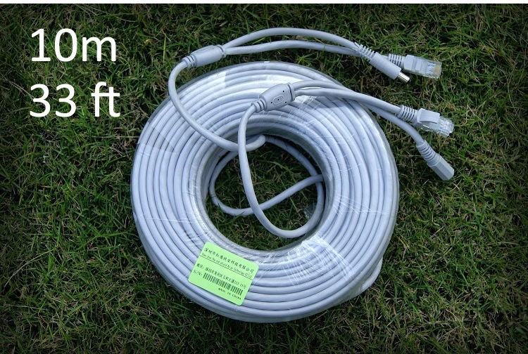 Сетевой кабель для камеры видеонаблюдения 10 м 33 фута RJ45 + источник постоянного