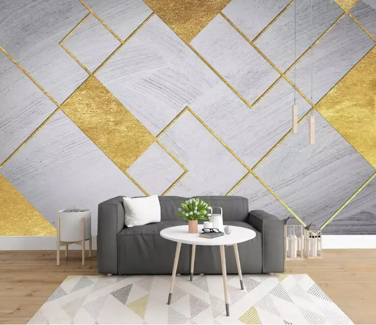 wellyu wall papers home decor Custom wallpaper Nordic minimalist personality retro geometric golden TV background wall tapet