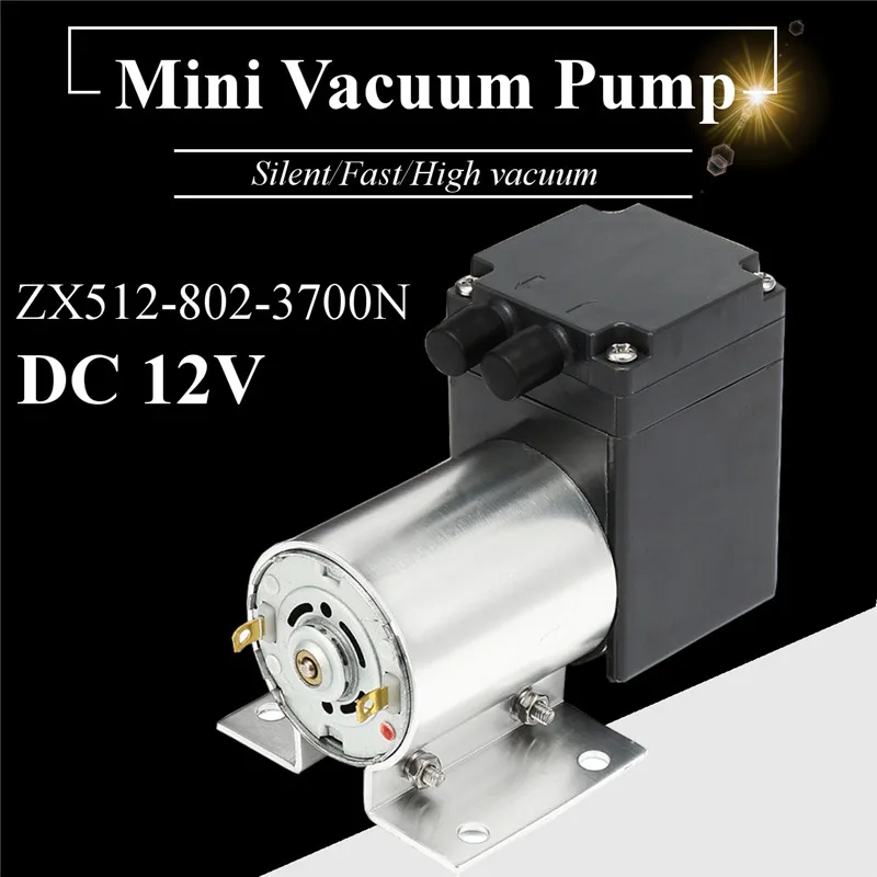 

DC12V Mini Metal Vacuum Pump High Negative Pressure Suction Pump 12L/min 120kpa W/ Micro Diaphragm Pump With Holder 6x3.8x4.5cm