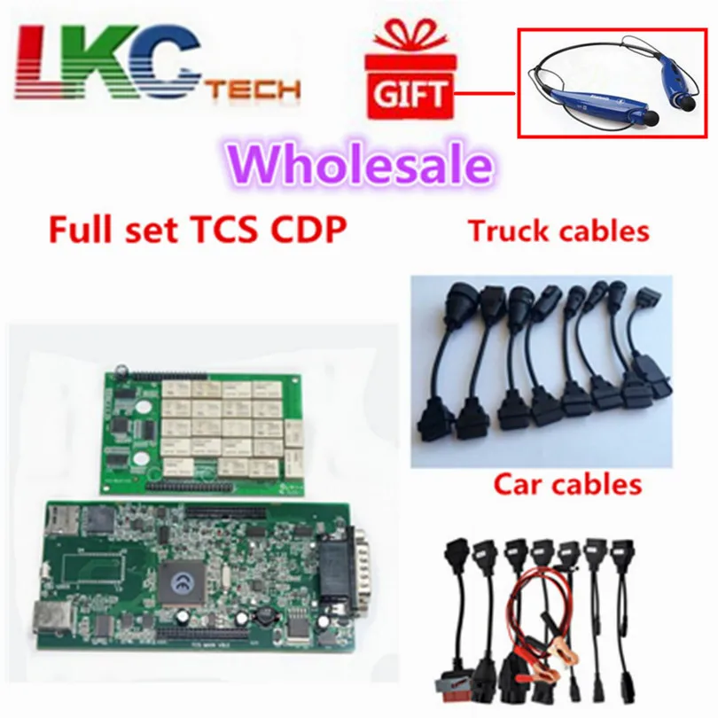 

2018 Best match TCS CDP with Bluetooth + Full Set 8pcs Car Cables +8pcs Truck Cables OBD2 Diagnostic Tool For DHL Free