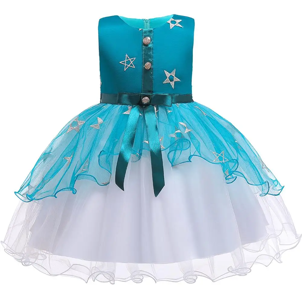 

Princess Baby Girls Embroidery Flower Wedding Party Dresses Children Girl Clothes Kids Christmas Eve Dress Thanksgiving Clothing