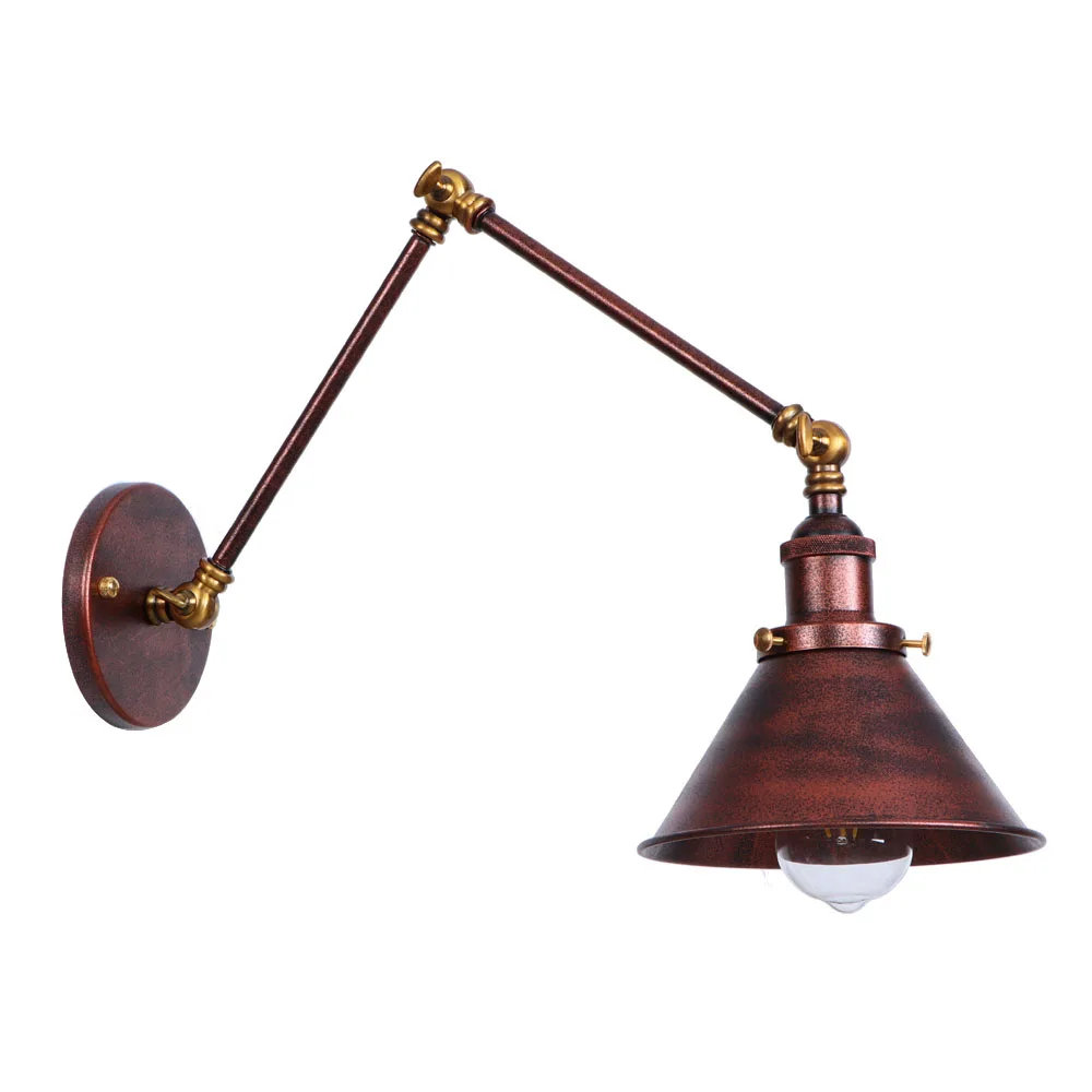 

Half rusty Iron American Village Wall Lamp E27 Bulb with lampshade restaurant led wall lamp bar Bedroom wall light RWL0022