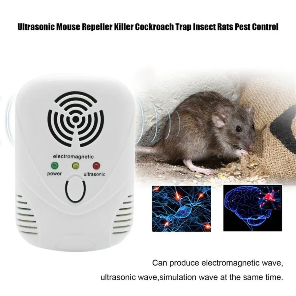 

Electronic Ultrasonic Mouse Killer Mouse Cockroach Trap Insect Mosquito Repeller Rats Spiders Practical Pest Control Device