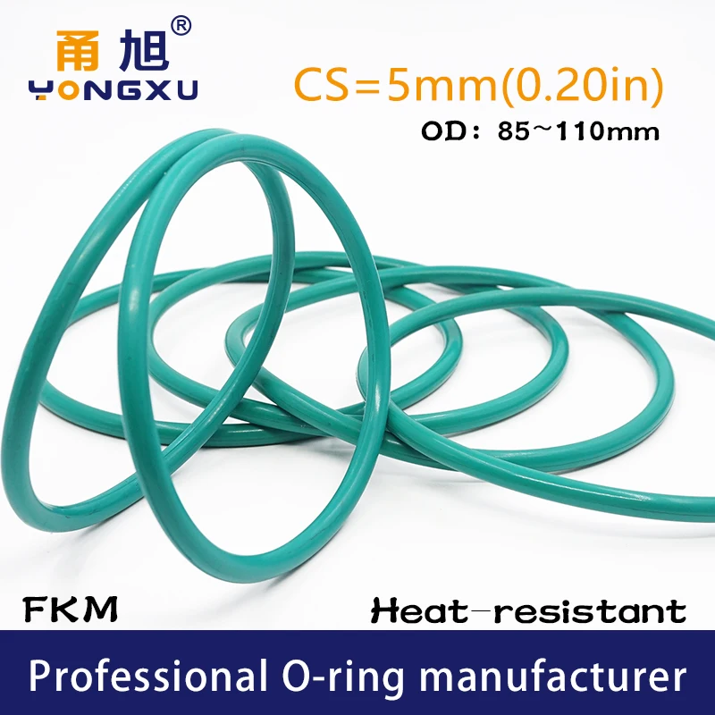 Green FKM Rubber fluororubber O-rings Seals CS5mm OD85/90/95/100/105/110*5mm Ring Seal Gasket Fuel sealing organic Rings Washer |