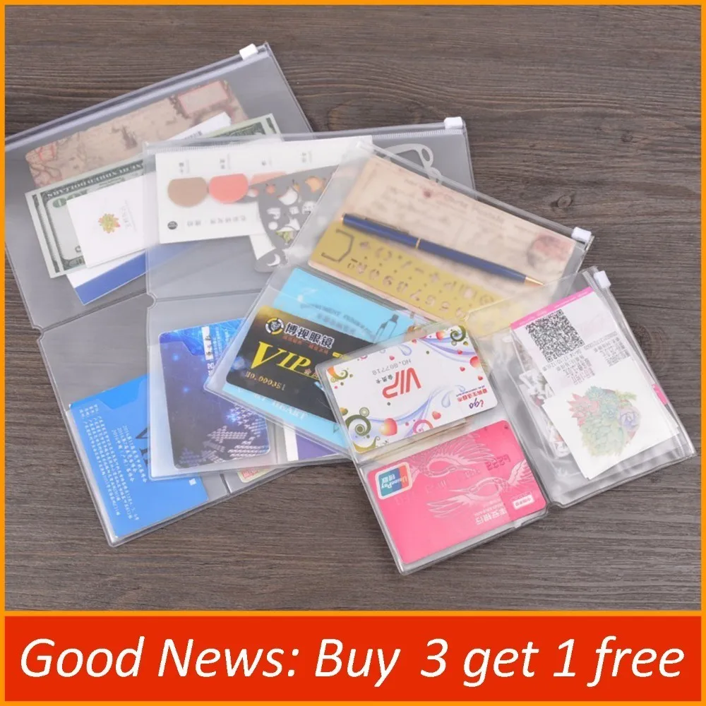 

PVC Zipper Pocket File Folder Travel Journal Notebook Planner Accessories Card Holder Storage Pouch Bag A5/Regular/Passport