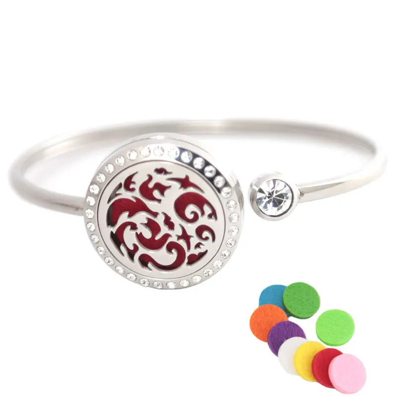 Эфирное масло медальон со светорассеивателем Браслет Новое поступление 25 мм магнит кристалл ароматерапия из нержавеющей стали браслет с медальоном браслет