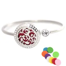 Эфирное масло медальон со светорассеивателем Браслет Новое поступление 25 мм магнит кристалл ароматерапия из нержавеющей стали браслет с медальоном браслет