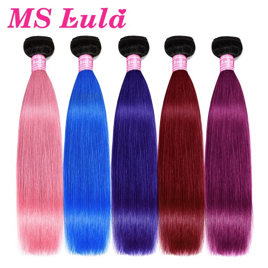 Ms Lula Straight Ombre Pink Blue Purple Red Burgundy Hair