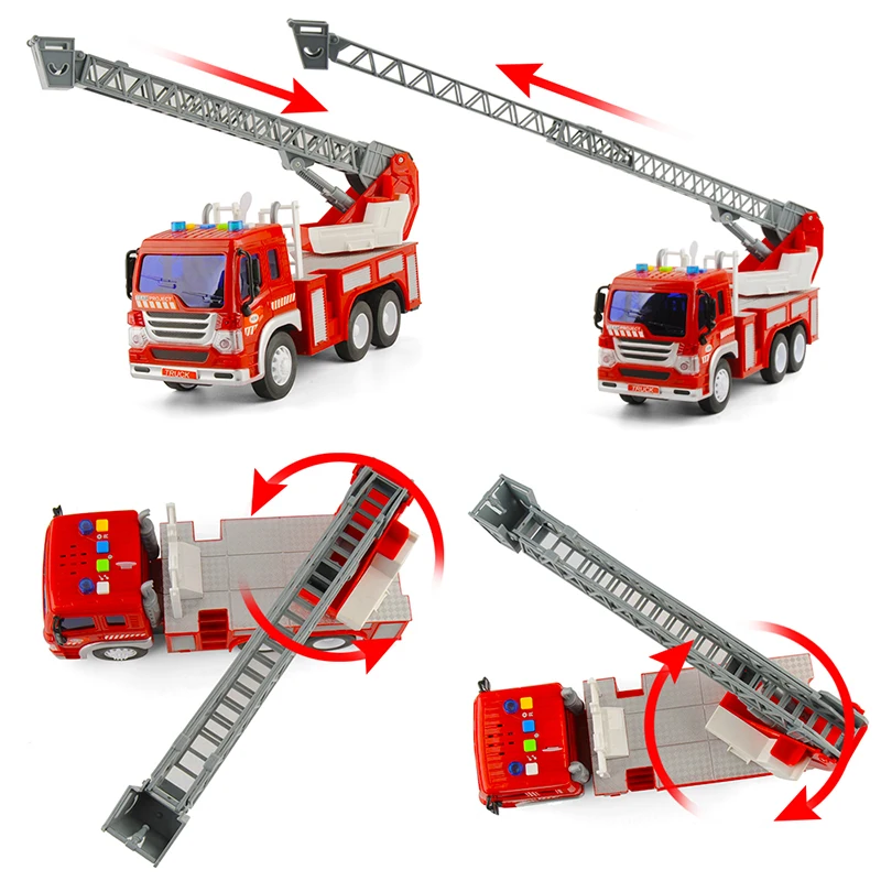 2pcs Literal Fire Truck Toys Set 1/16 Scale Fighting Car Educational Traffic Toys for Children Inertial Truck Toys For Baby Kids