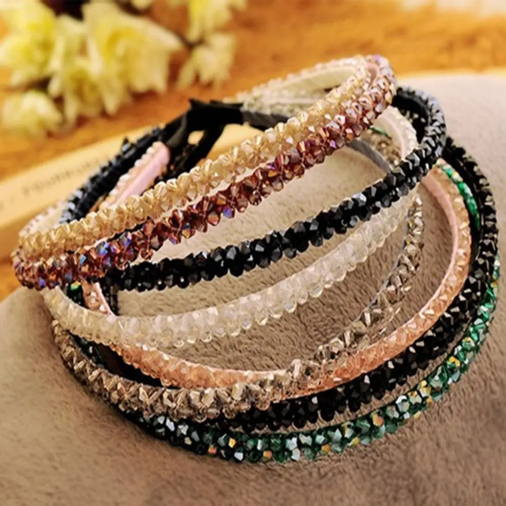 Women Crystal Metal Hairband Bling Headband Hairwear Accessories Bead